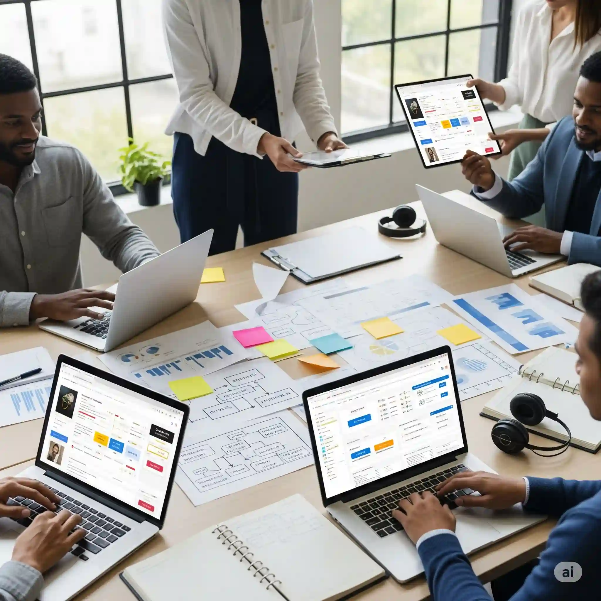 Equipo SEO trabajando en estrategia de conversión para ecommerce, analizando fichas de producto, palabras clave y flujos de navegación.